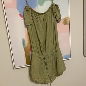 Green off the shoulder romper